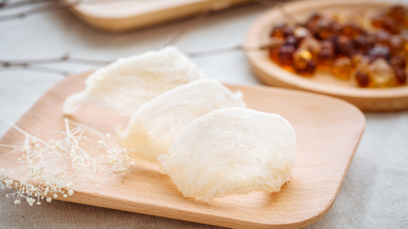 Display of processed bird’s nests in a specialty store