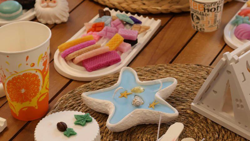 Display of handmade seashell souvenirs in Nha Trang